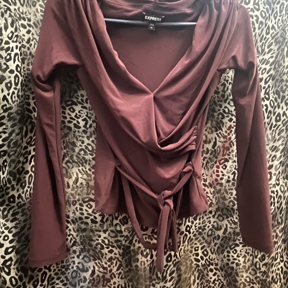 Express Women's Rich Burgundy Wrap Blouse